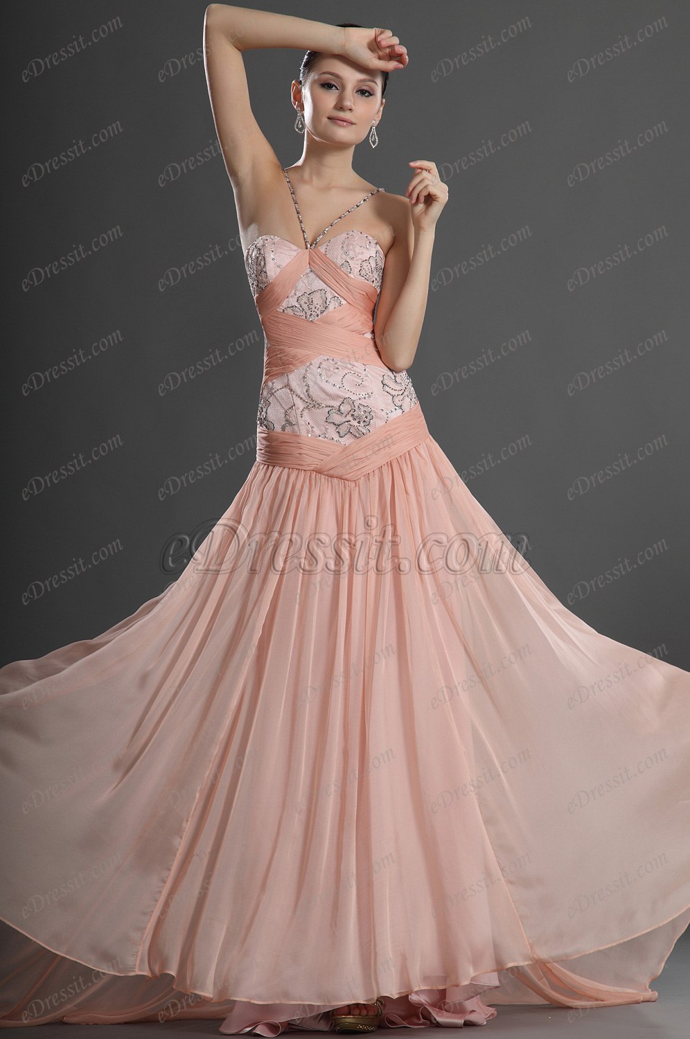 Fashion Pink Halter Evening Dress