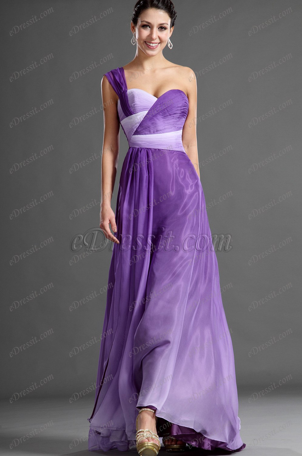 One Shoulder Sweetheart Evening Dress
