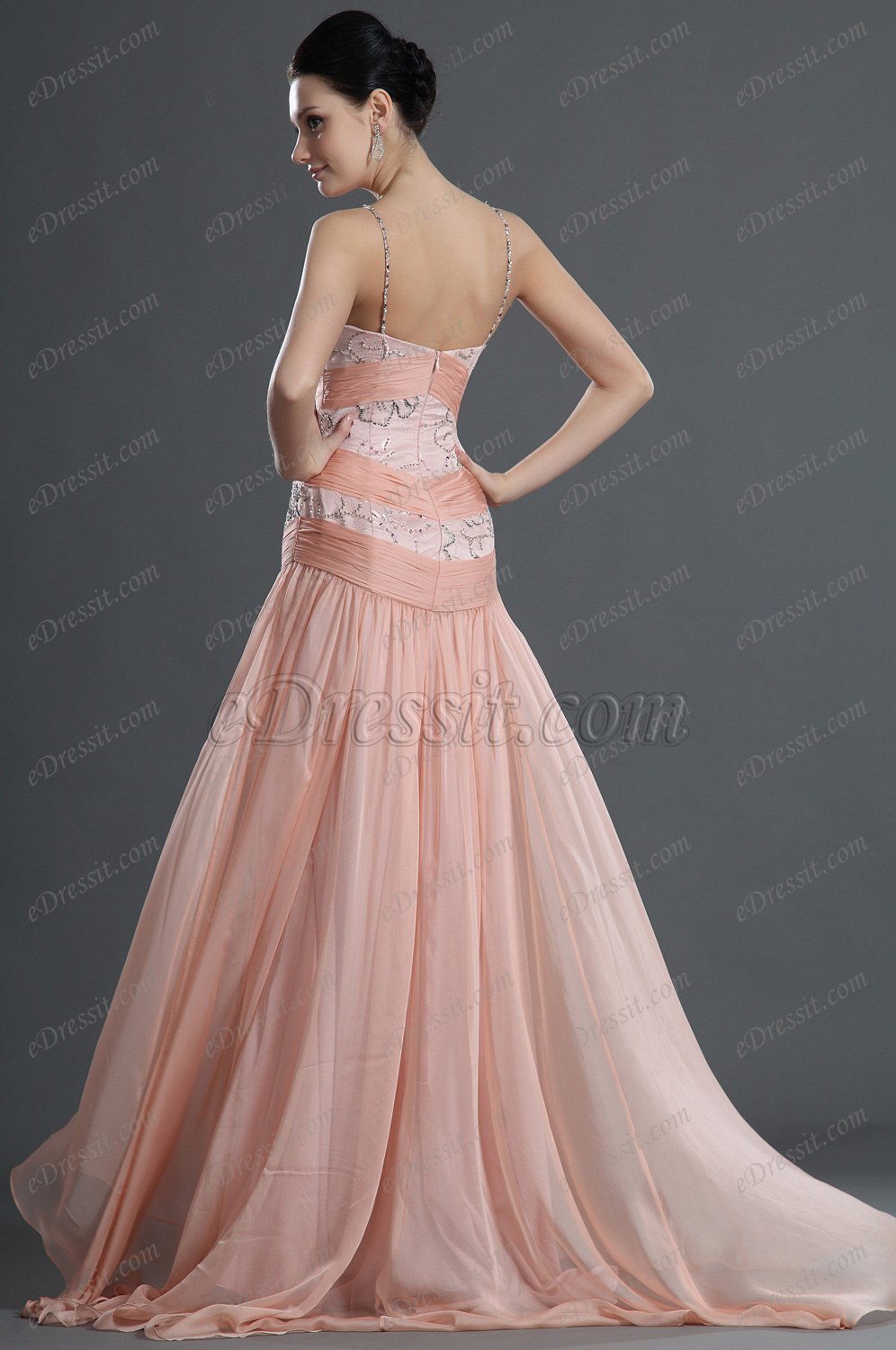 Fashion Pink Halter Evening Dress