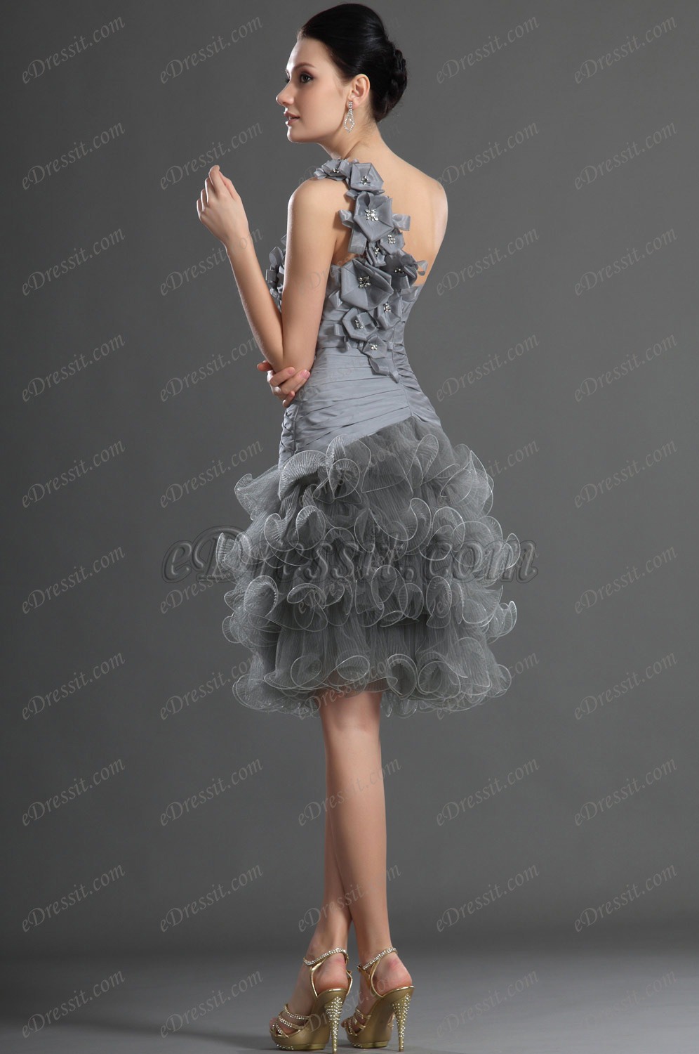 Stilvoll Lieblich Grau Ballkleid Cocktail Kleid