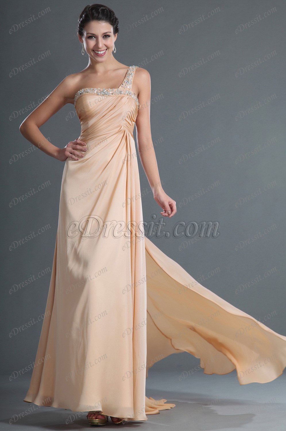 Agréable Bretelle unique Robe de Soiree