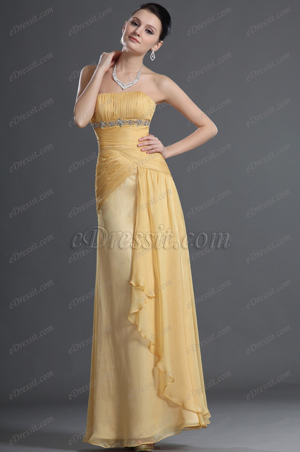 Gorgeous Yellow Strapless Evening Dress