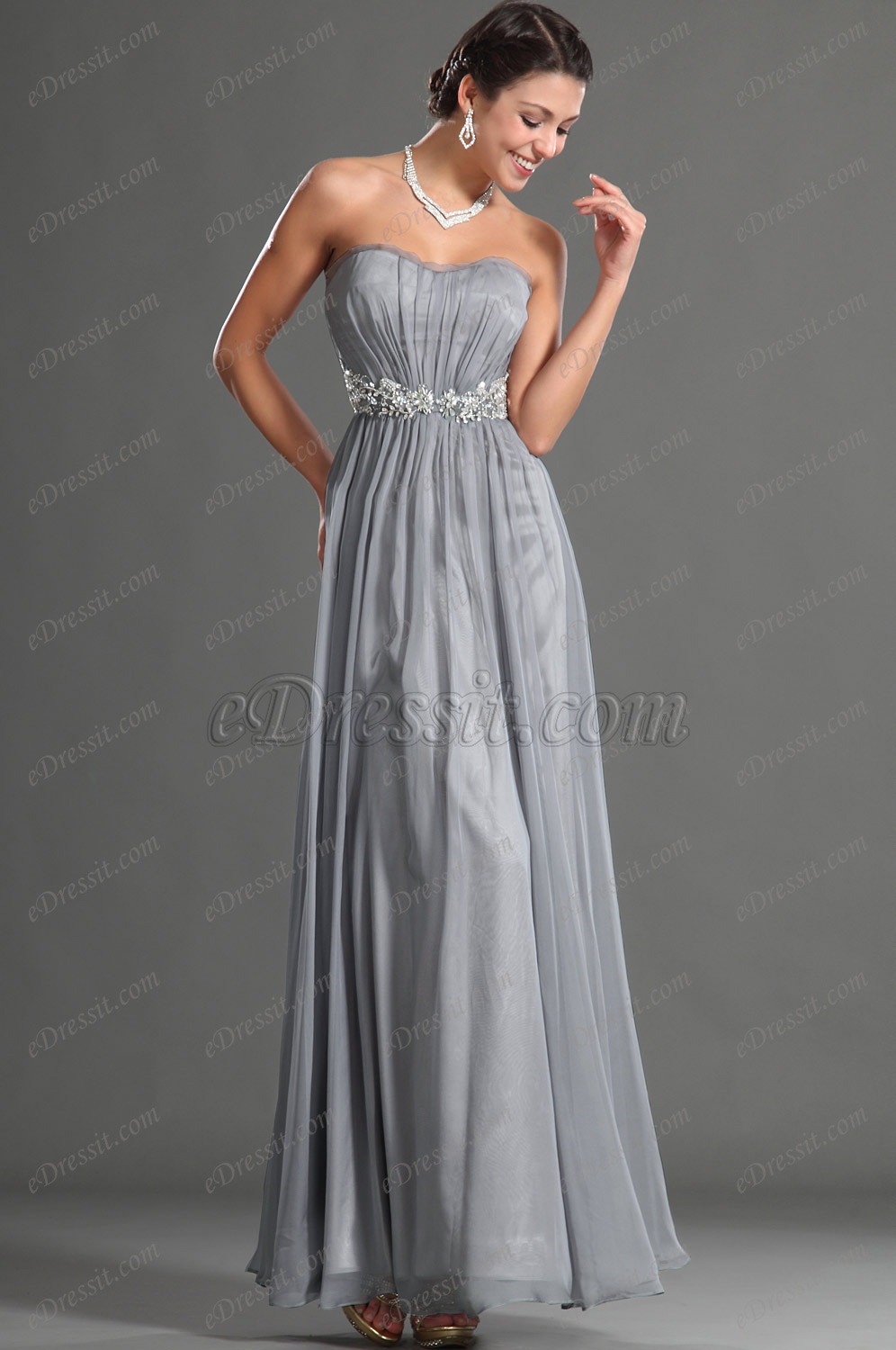 Artikel Wunderbar Grau Süß Abendkleid