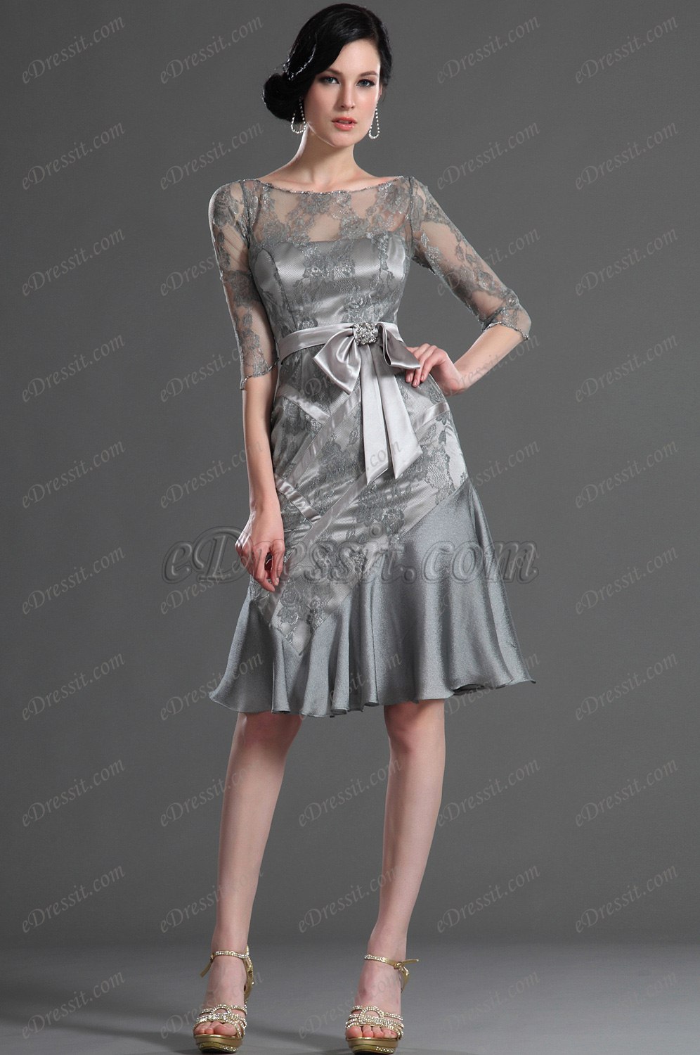 Elégante Manches En Dentelle  Robe Mère de Mariée