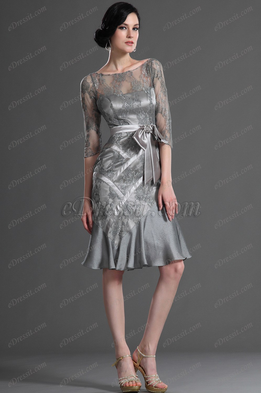 Elégante Manches En Dentelle  Robe Mère de Mariée