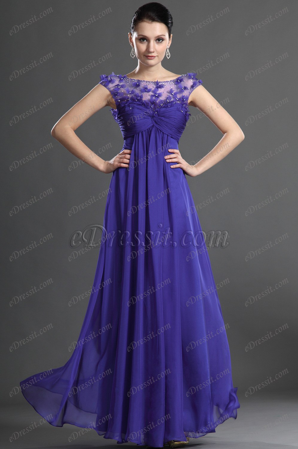 Amazing Lace Shoulders Evening Dress
