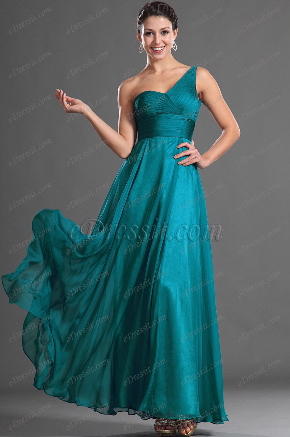 Glamorous One Shoulder Evening Dress