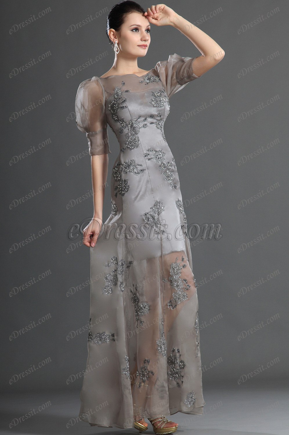 Elégante Grise Robe de Soirée