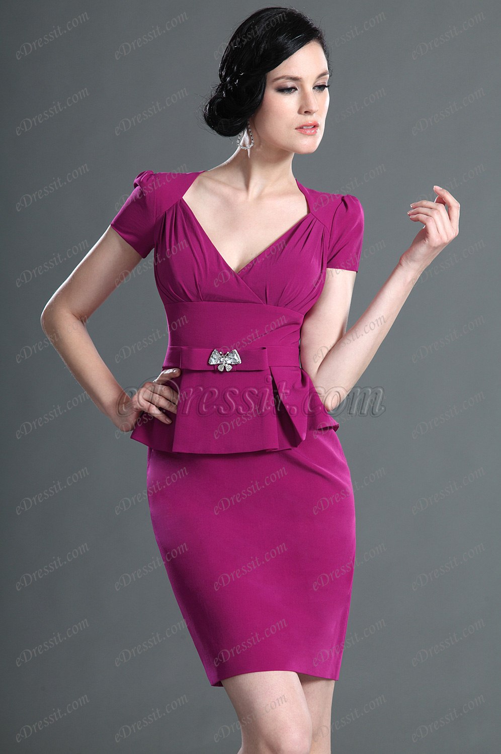 V-neckline Elegant Mother of the Bride Dress