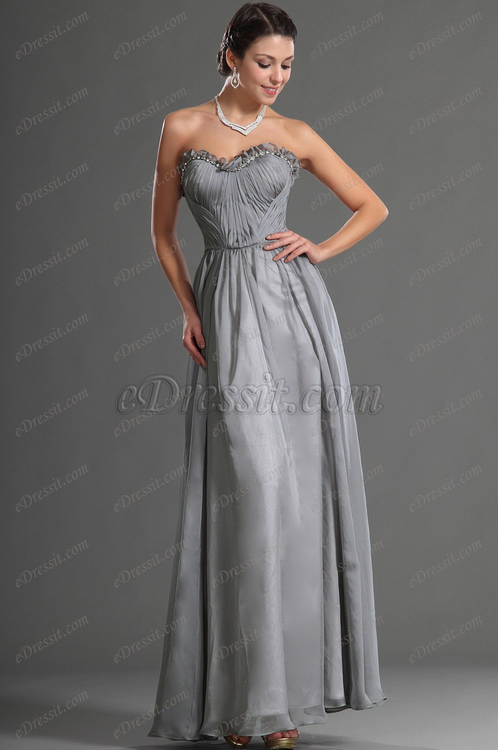 Jolie Bustier Grise Robe de Soiree