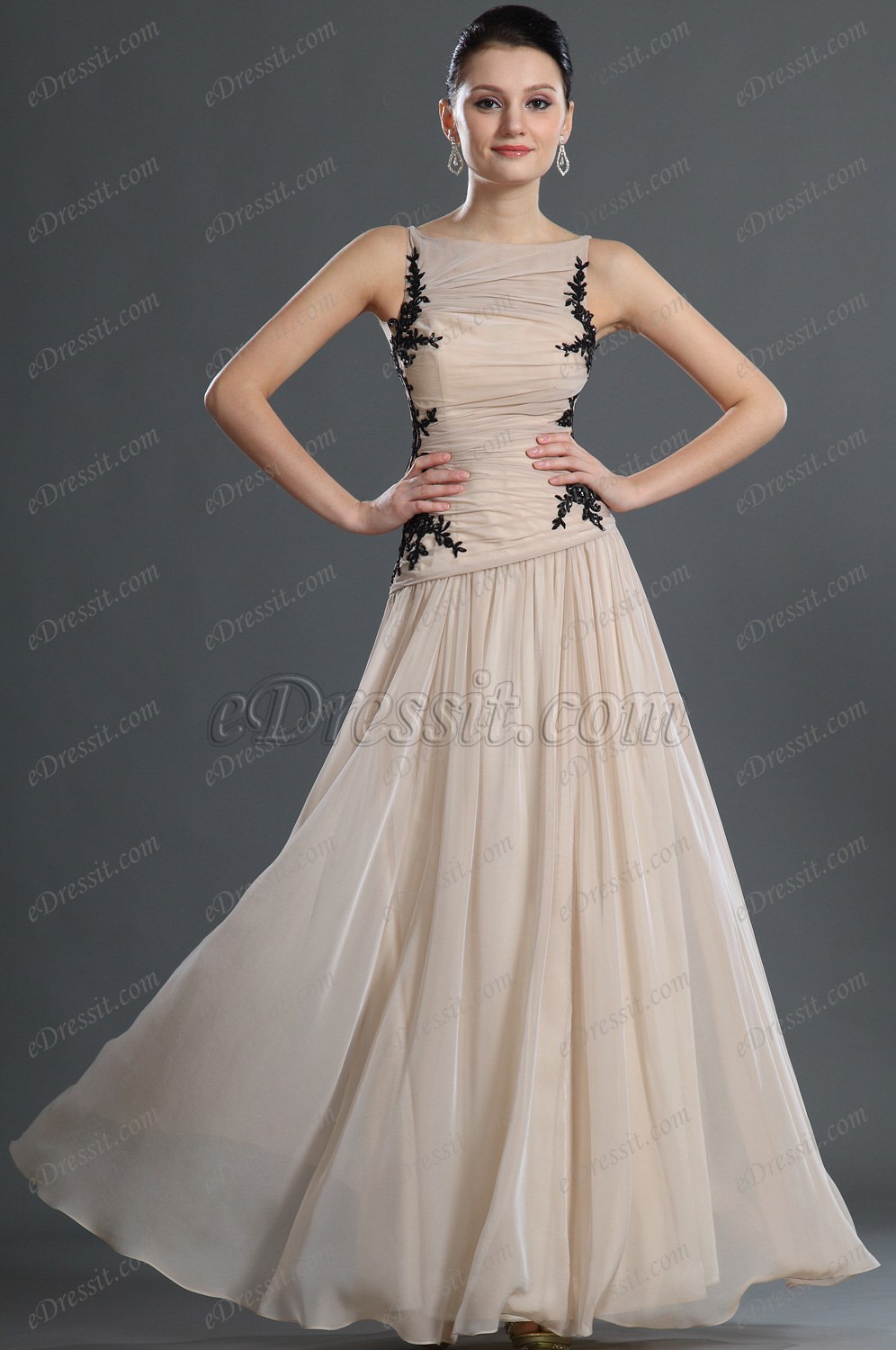 Qualitätvoll  Schwarz Spitze Abendkleid