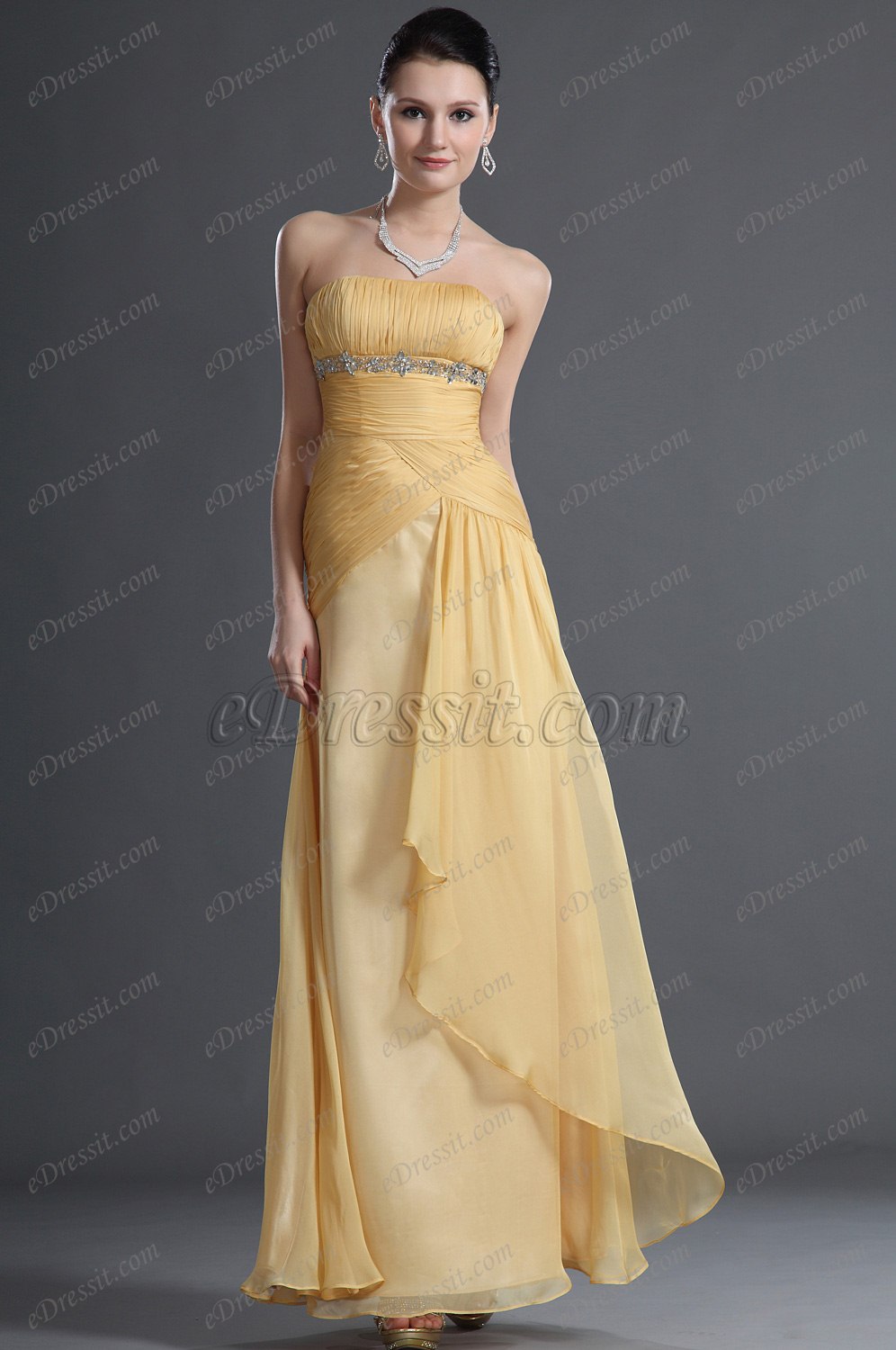 Gorgeous Yellow Strapless Evening Dress