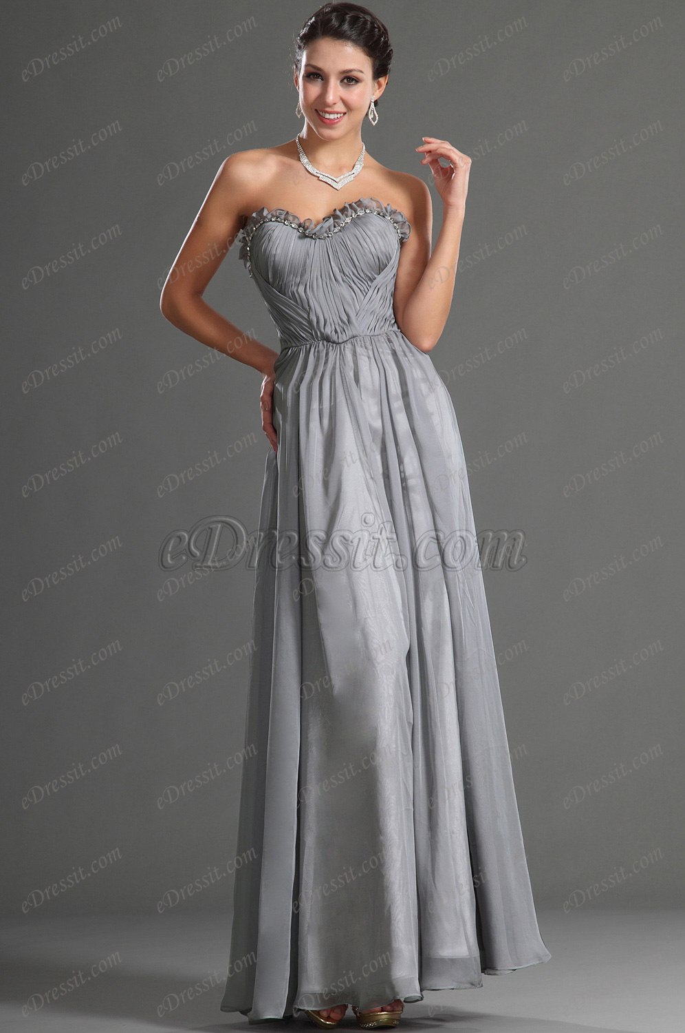 Jolie Bustier Grise Robe de Soiree