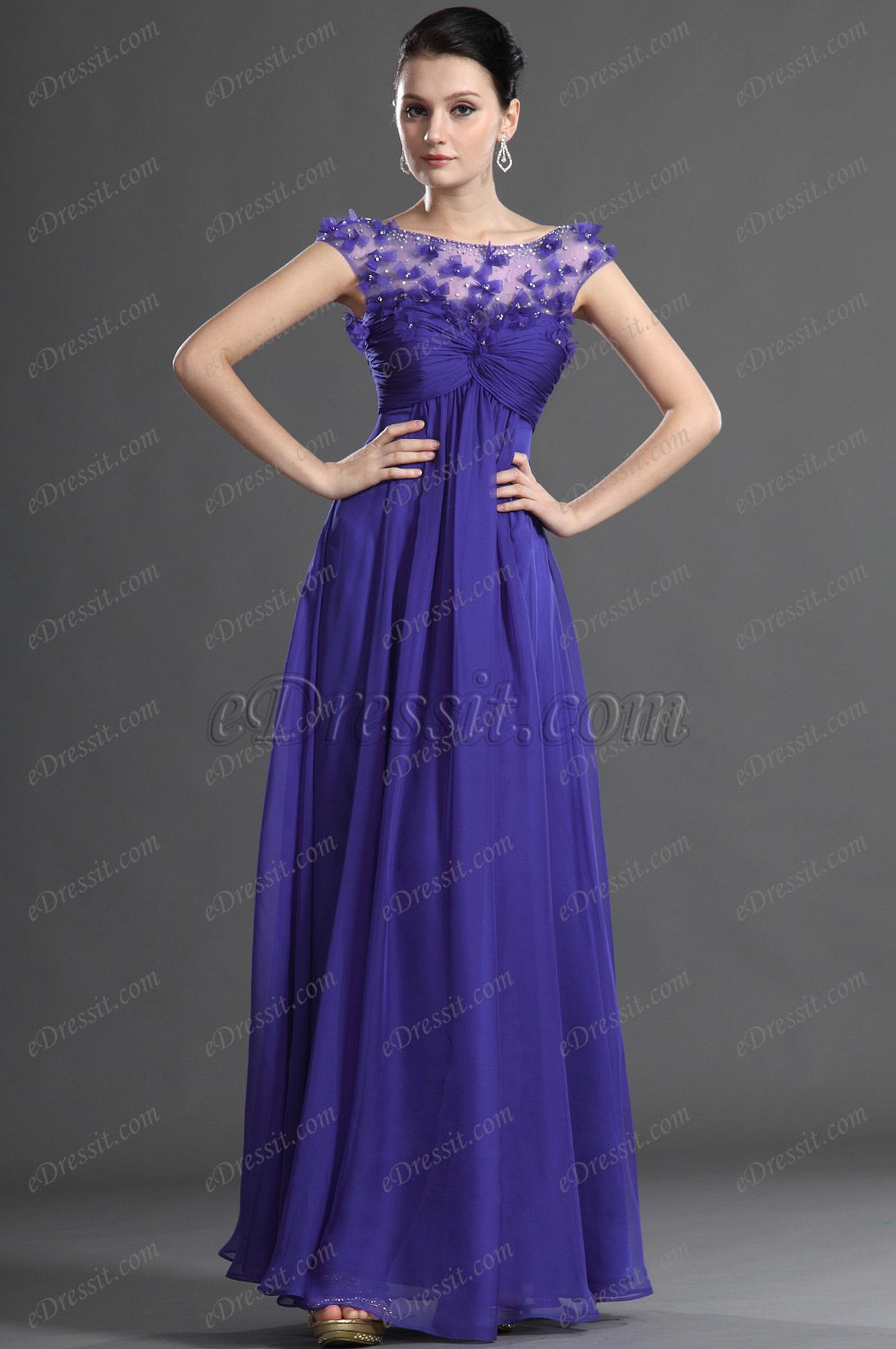 Amazing Lace Shoulders Evening Dress