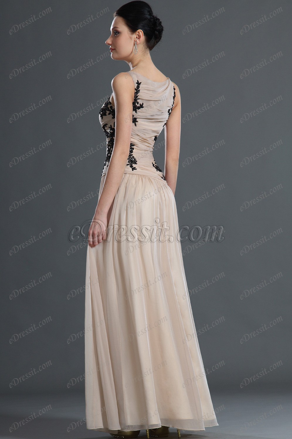 Qualitätvoll  Schwarz Spitze Abendkleid