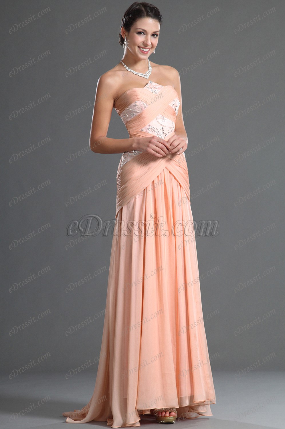 Elegant Rosa Ärmellos Abendkleid