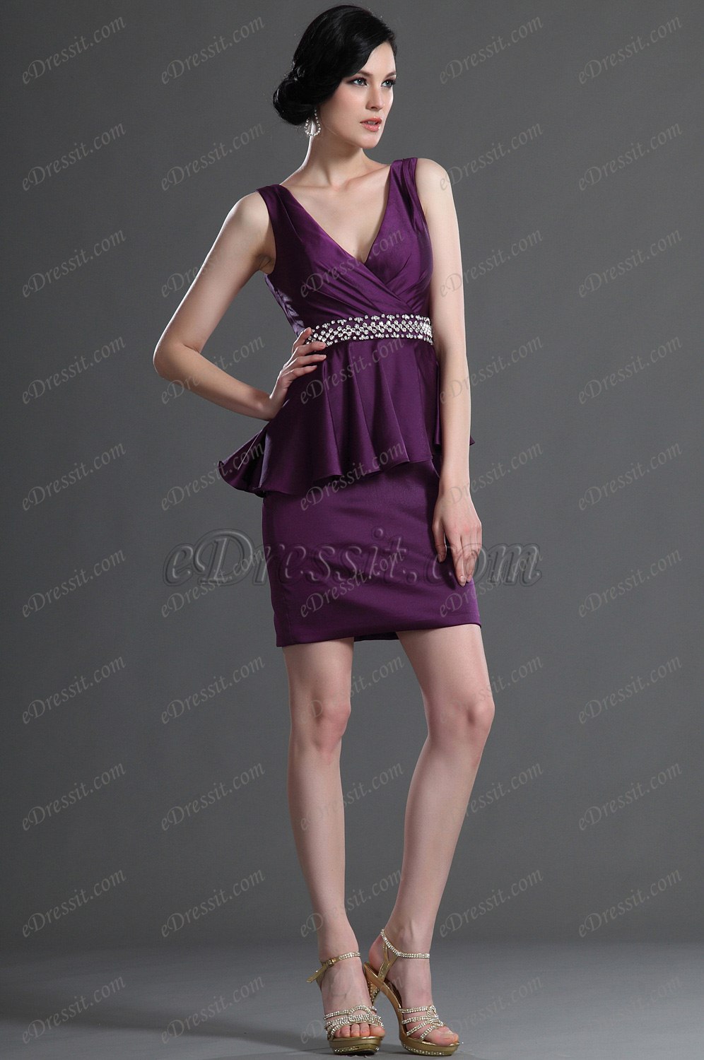 Modisch V-Ausschnitt Kleid der Mutter von Braut