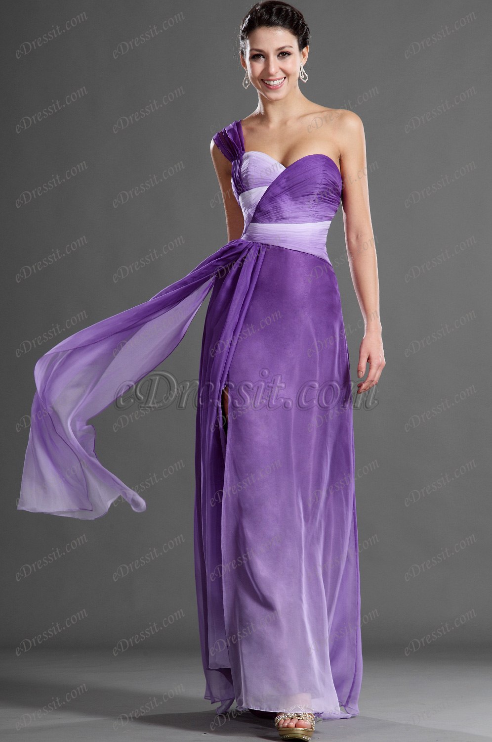 One Shoulder Sweetheart Evening Dress