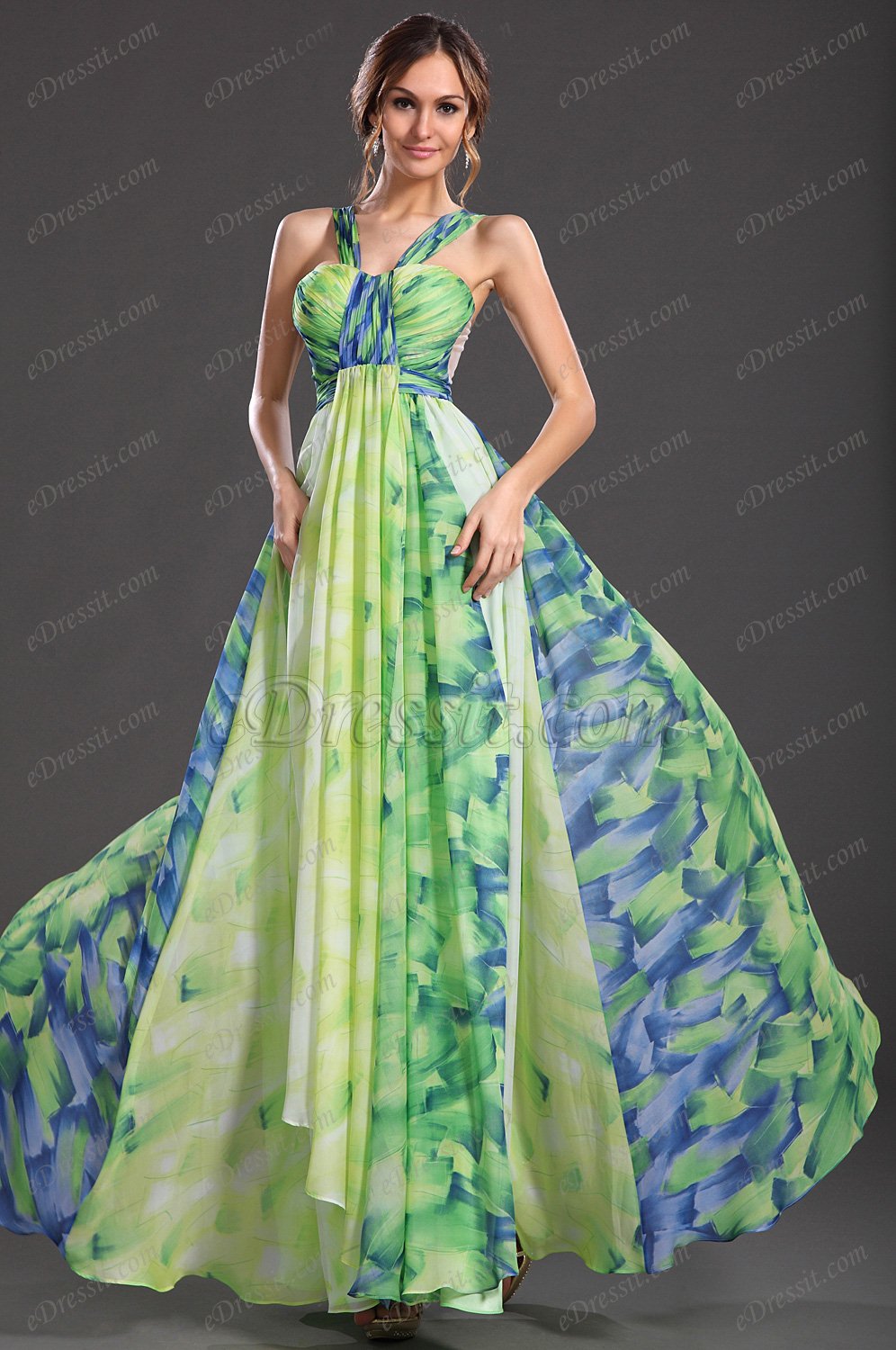 New Gorgeous Printed Fabric Evening Dress