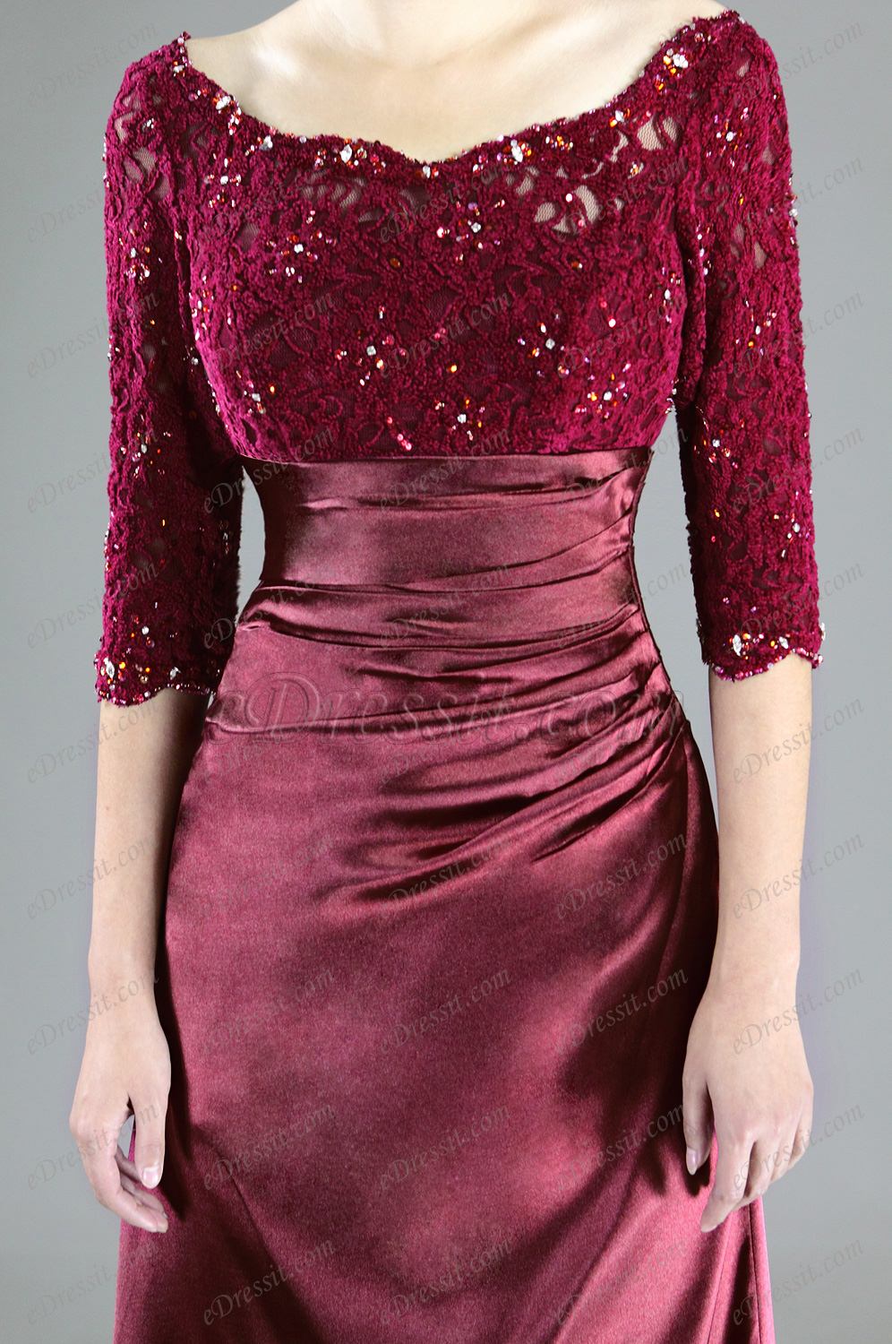 New Stylish Lace Sleeves Mother of the Bride Dress