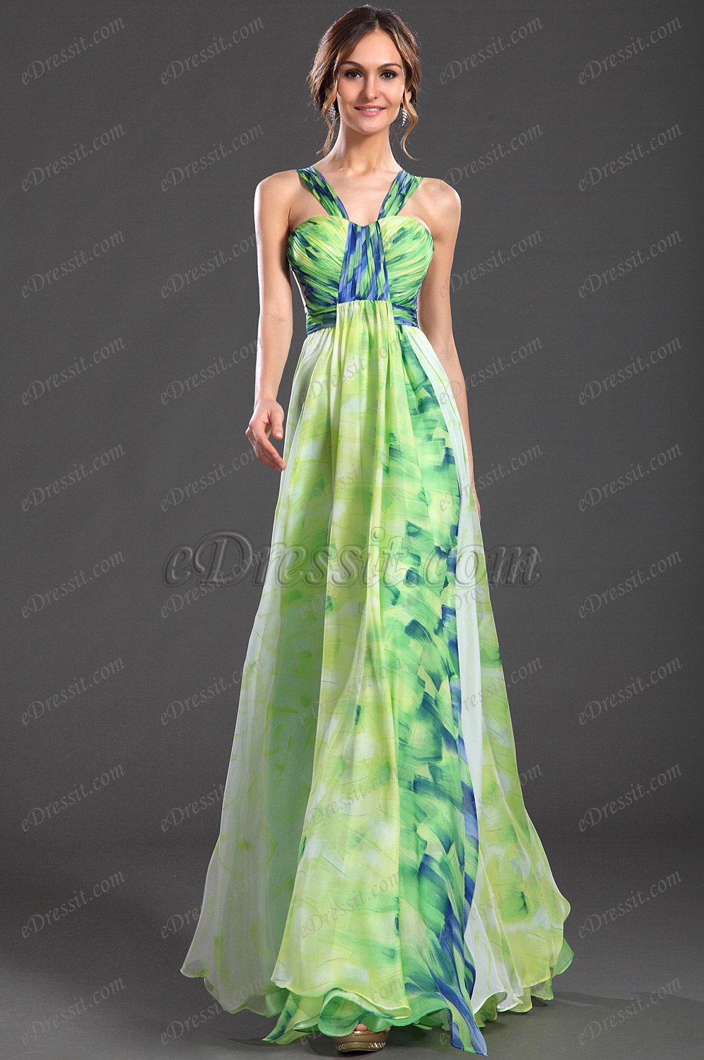 New Gorgeous Printed Fabric Evening Dress