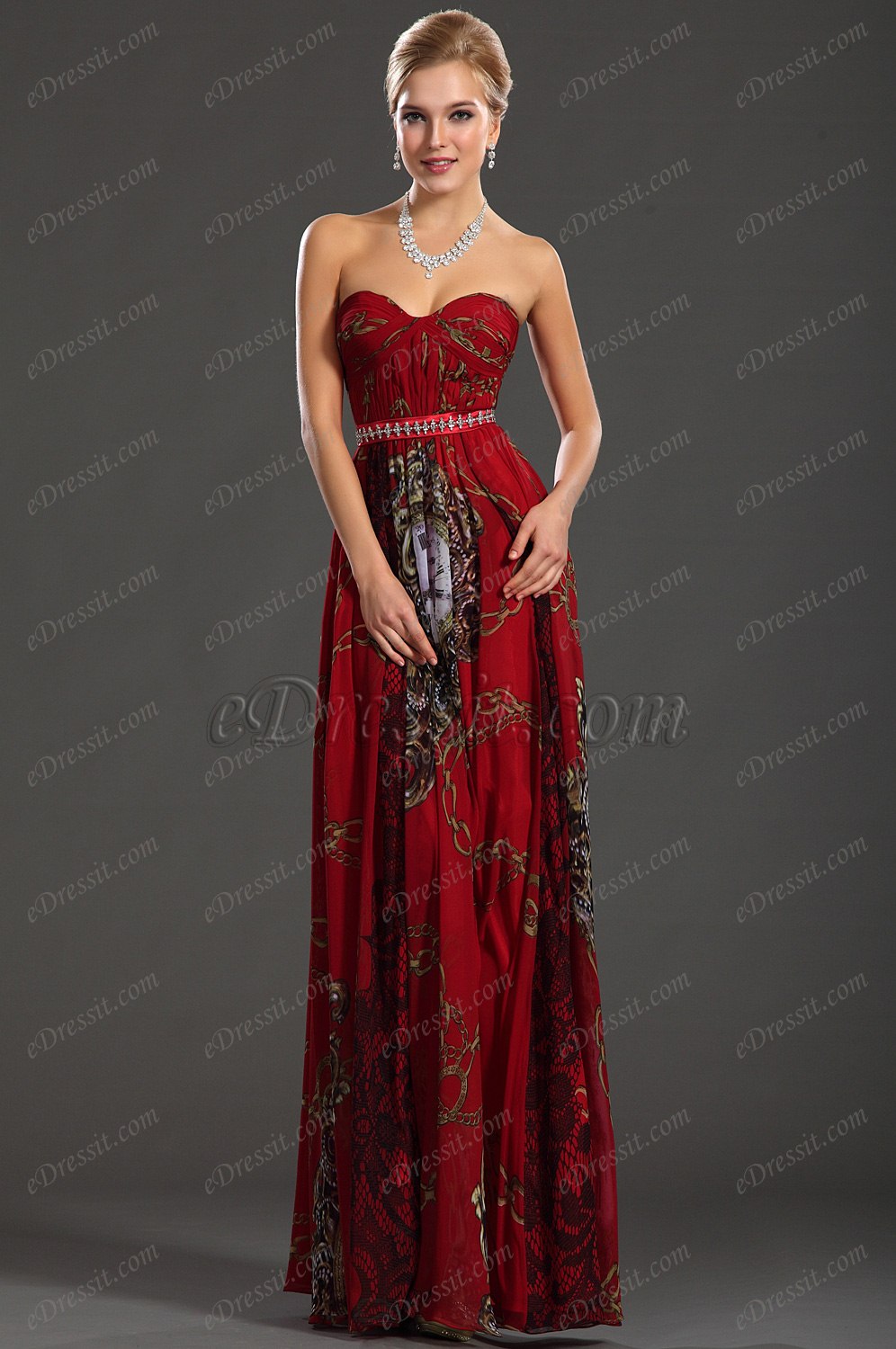 2013 Nouveauté Sans Bretelle Classique Imprimé Robe de Soirée