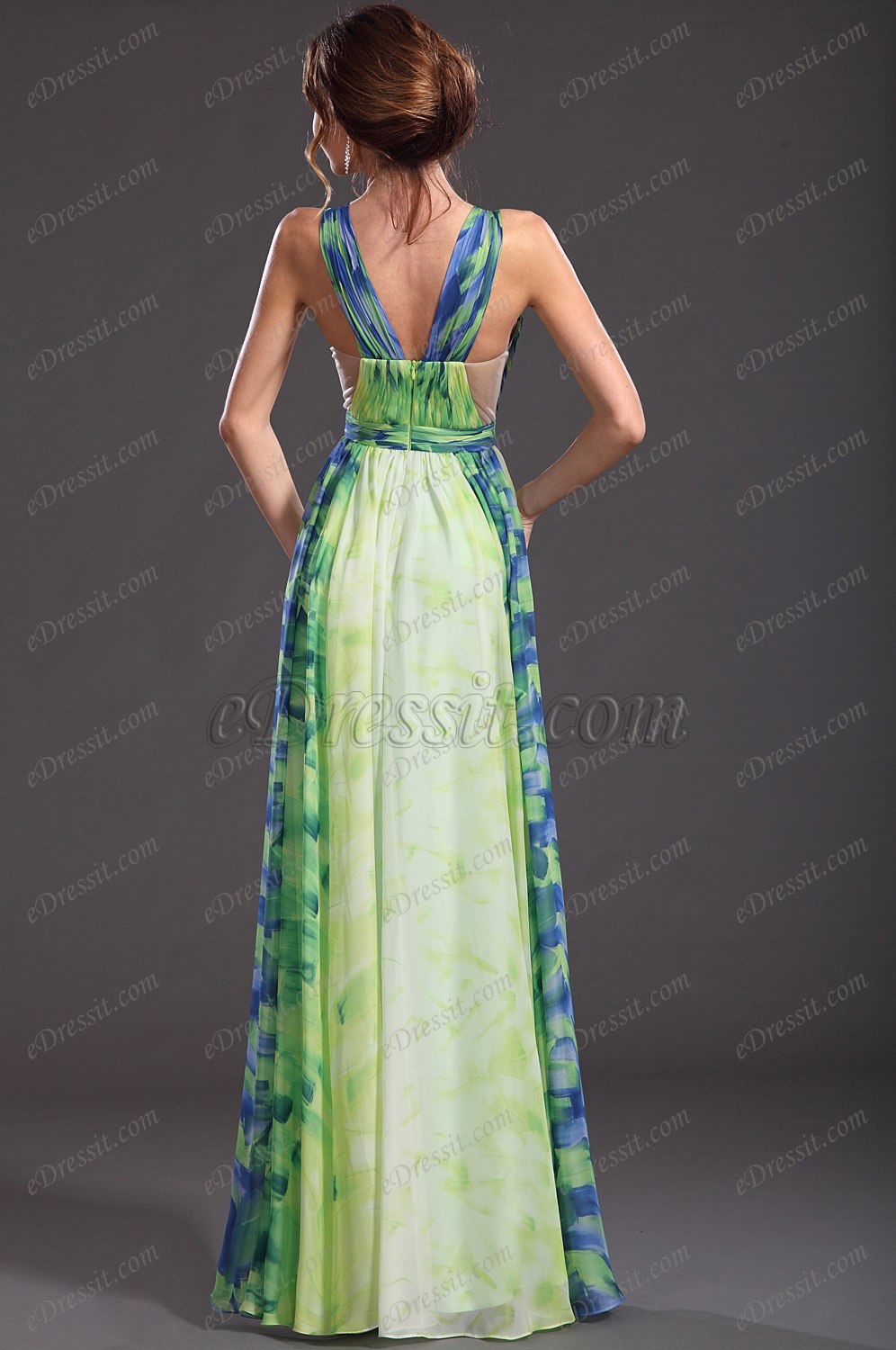 New Gorgeous Printed Fabric Evening Dress