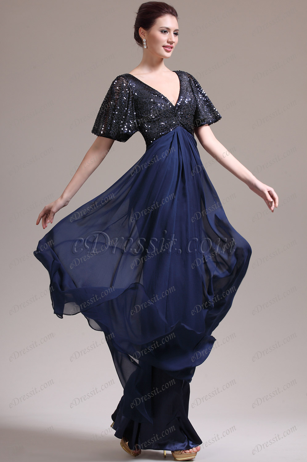 2013 Nouveauté Sexy V Décolleté Sequins Robe Mère de Mariée