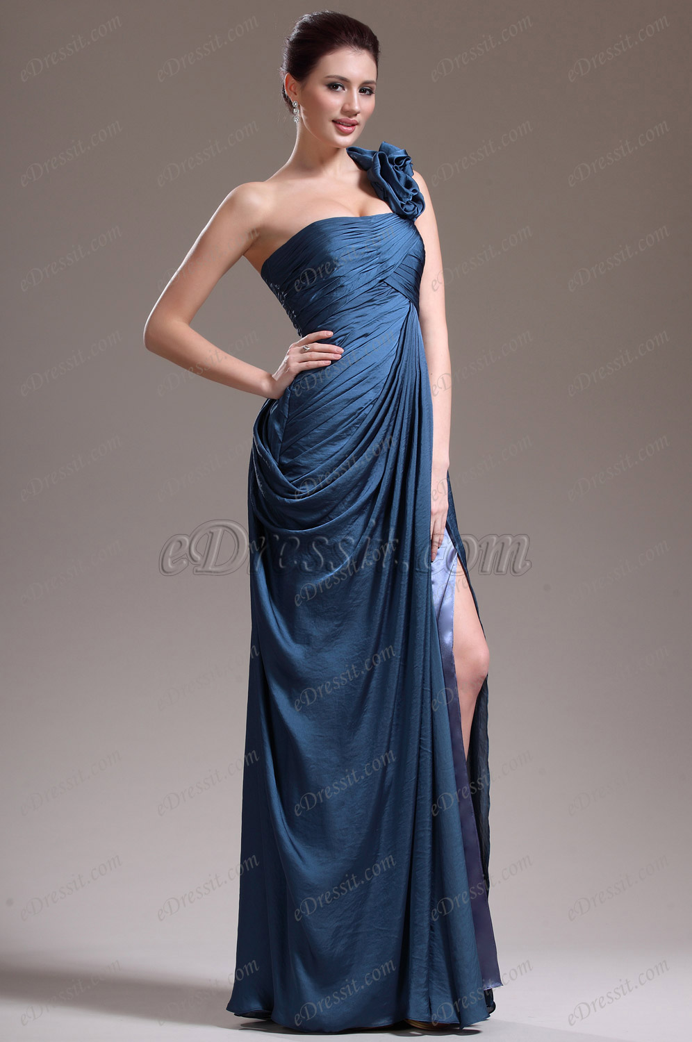 New Stylish One Shoulder Slit Evening Dress