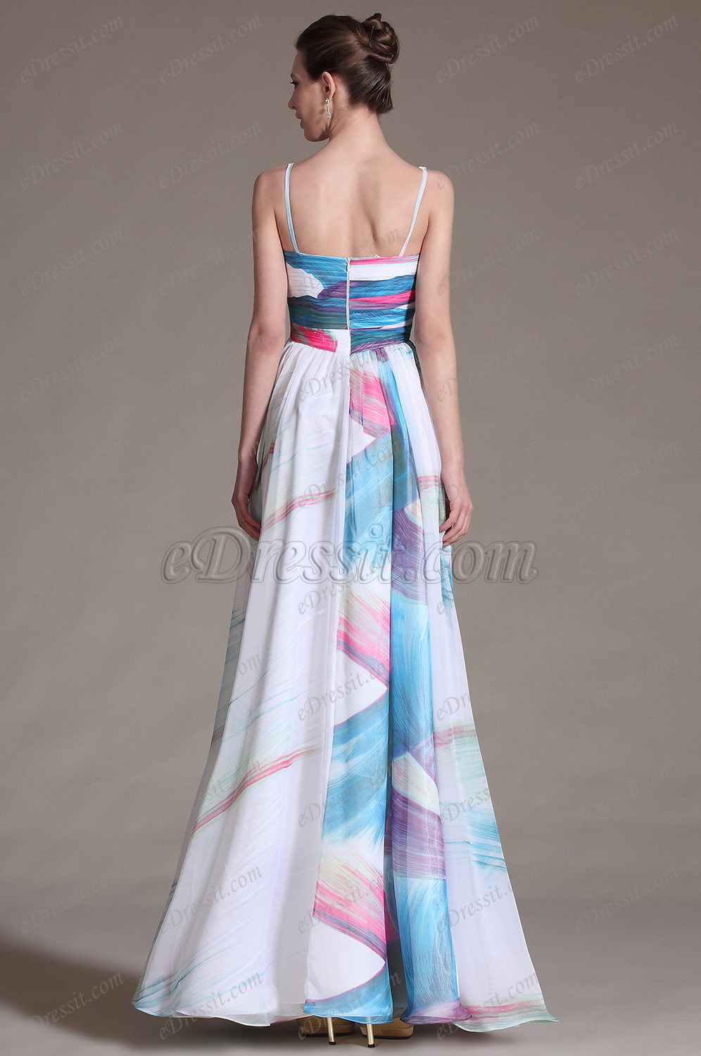 2014 Новое Очаровательное V-образ Декольте Вечернее Платье с Принтом