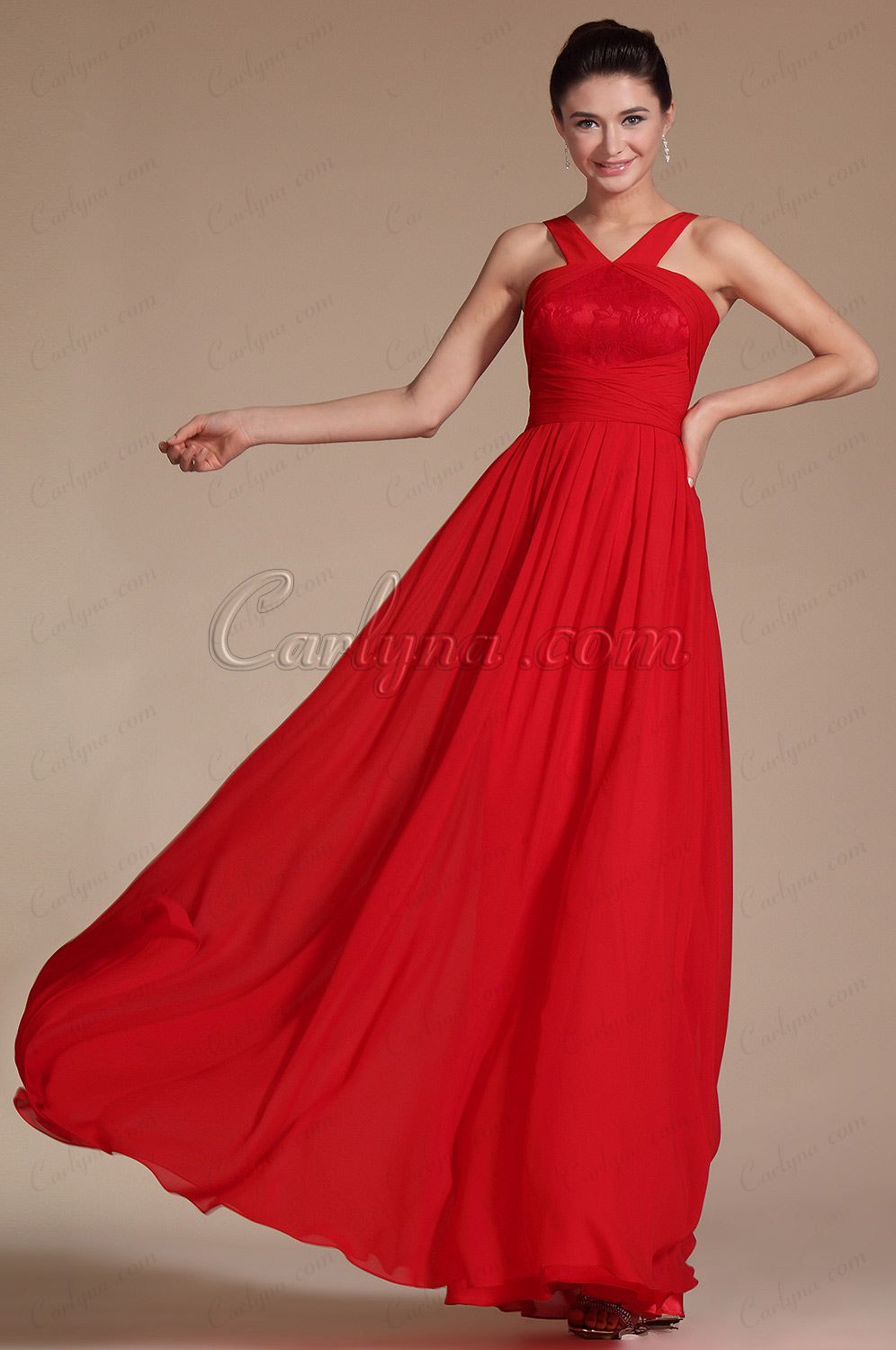 Red Straps A-line Evening Dress Bridesmaid Dress
