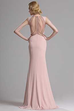 Rosy Brown Beaded Mermaid Prom Evening Dress