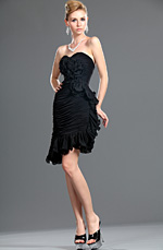New Black Strapless Fitted Party Dress