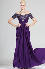 Gorgeous Purple Off Shoulder Mother of the Bride Dress
