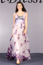 Charming Floral Silk Chiffon Evening Dress