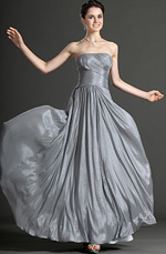 Trägerlos Grau Abendkleid