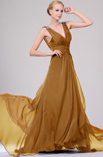 Clearance Sale ! Golden Evening Dress--Size UK8