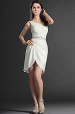 2012 Recien Llegado Fabuloso Solo Hombro Poco Vestido de Coctel Blanco