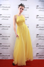 On sale !! Celebrity Sexy yellow Prom Gown Evening Dress