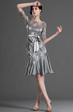 Elegante Mangas de Encaje Vestido de Honor para Dama