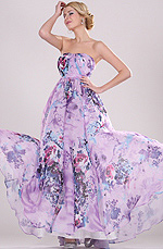 Trägerlos  Elegant floral Abendkleid