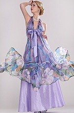 Floral Cabestro vestido de noche Elegante