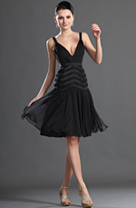 Sexy Tiefe V-Ausschnitt Schwarz Cocktail Abendkleid