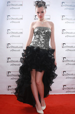 Clearance Sale ! Silver Sequins Black Cocktail Dress--Size UK16