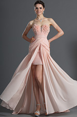 Escote de Cariño Sin Tirante Rosado Vestido de Noche