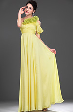 Neu ElegantEin-Schulter mit Blumen und Perlen Abendkleid