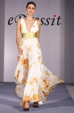 Elegant Floral v-cut Evening Dress
