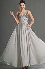 Zauberhafte Sexy V Ausschnitt Kristall Abendkleid