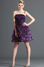 Elégante Sans Bretelle Violet Robe de Cocktail