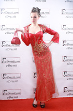 Red Elegant embroidery Gown Evening Dress with Jacket